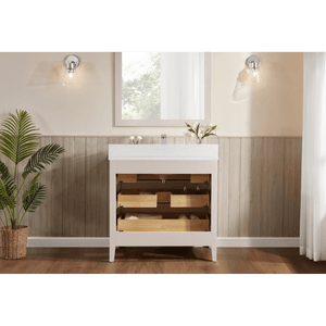 Legion Furniture WS2518-36-DW 36" DREAMY WHITE FINISH SOLID WOOD SINK VANITY  WITH 1' ARTIFICIAL STONE TOP