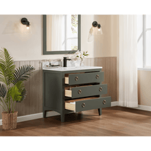 Load image into Gallery viewer, Legion Furniture WS2518-36-PG 36&quot; PEWTER GREEN FINISH SOLID WOOD SINK VANITY  WITH 1&#39; ARTIFICIAL STONE TOP