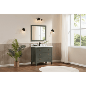 Legion Furniture WS2518-36-PG 36" PEWTER GREEN FINISH SOLID WOOD SINK VANITY  WITH 1' ARTIFICIAL STONE TOP