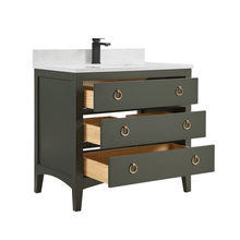 Load image into Gallery viewer, Legion Furniture WS2518-36-PG 36&quot; PEWTER GREEN FINISH SOLID WOOD SINK VANITY  WITH 1&#39; ARTIFICIAL STONE TOP