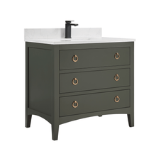 Load image into Gallery viewer, Legion Furniture WS2518-36-PG 36&quot; PEWTER GREEN FINISH SOLID WOOD SINK VANITY  WITH 1&#39; ARTIFICIAL STONE TOP