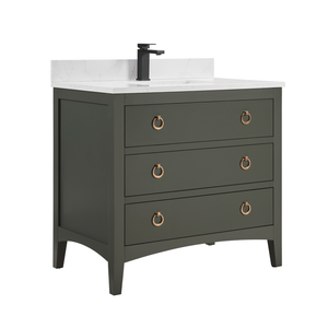 Legion Furniture WS2518-36-PG 36" PEWTER GREEN FINISH SOLID WOOD SINK VANITY  WITH 1' ARTIFICIAL STONE TOP