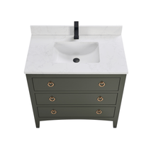 Load image into Gallery viewer, Legion Furniture WS2518-36-PG 36&quot; PEWTER GREEN FINISH SOLID WOOD SINK VANITY  WITH 1&#39; ARTIFICIAL STONE TOP