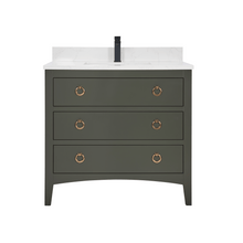 Load image into Gallery viewer, Legion Furniture WS2518-36-PG 36&quot; PEWTER GREEN FINISH SOLID WOOD SINK VANITY  WITH 1&#39; ARTIFICIAL STONE TOP