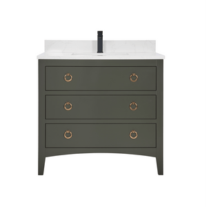 Legion Furniture WS2518-36-PG 36" PEWTER GREEN FINISH SOLID WOOD SINK VANITY  WITH 1' ARTIFICIAL STONE TOP