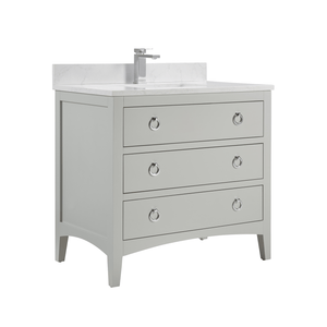 Legion Furniture WS2518-36-SS 36" SILVER STRAND FINISH SOLID WOOD SINK VANITY WITH 1" ARTIFICIAL STONE TOP