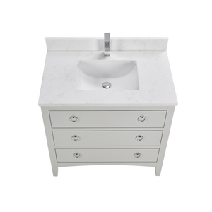 Legion Furniture WS2518-36-SS 36" SILVER STRAND FINISH SOLID WOOD SINK VANITY WITH 1" ARTIFICIAL STONE TOP