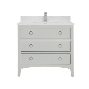 Legion Furniture WS2518-36-SS 36" SILVER STRAND FINISH SOLID WOOD SINK VANITY WITH 1" ARTIFICIAL STONE TOP