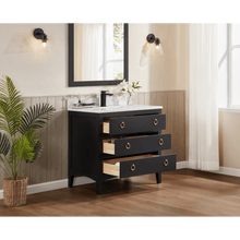 Load image into Gallery viewer, Legion Furniture WS2518-36-TB 36&quot; TRICORN BLACK FINISH SOLID WOOD SINK VANITY  WITH 1&#39; ARTIFICIAL STONE TOP