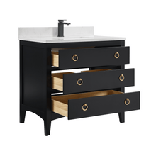 Load image into Gallery viewer, Legion Furniture WS2518-36-TB 36&quot; TRICORN BLACK FINISH SOLID WOOD SINK VANITY  WITH 1&#39; ARTIFICIAL STONE TOP