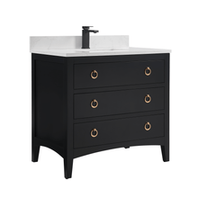 Load image into Gallery viewer, Legion Furniture WS2518-36-TB 36&quot; TRICORN BLACK FINISH SOLID WOOD SINK VANITY  WITH 1&#39; ARTIFICIAL STONE TOP