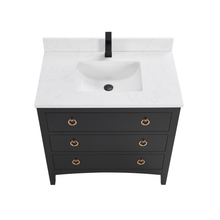 Load image into Gallery viewer, Legion Furniture WS2518-36-TB 36&quot; TRICORN BLACK FINISH SOLID WOOD SINK VANITY  WITH 1&#39; ARTIFICIAL STONE TOP