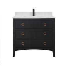 Load image into Gallery viewer, Legion Furniture WS2518-36-TB 36&quot; TRICORN BLACK FINISH SOLID WOOD SINK VANITY  WITH 1&#39; ARTIFICIAL STONE TOP