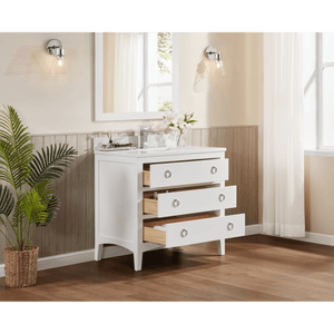 Legion Furniture WS2518-36-W 36" WHITE FINISH SOLID WOOD SINK VANITY WITH 1" ARTIFICIAL STONE TOP