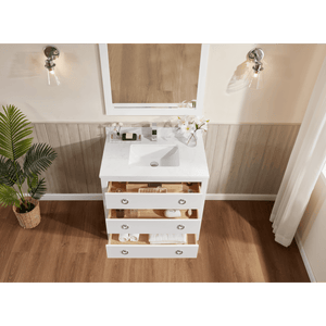 Legion Furniture WS2518-36-W 36" WHITE FINISH SOLID WOOD SINK VANITY WITH 1" ARTIFICIAL STONE TOP