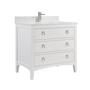 Legion Furniture WS2518-36-W 36" WHITE FINISH SOLID WOOD SINK VANITY WITH 1" ARTIFICIAL STONE TOP