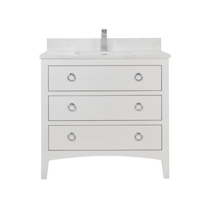 Legion Furniture WS2518-36-W 36" WHITE FINISH SOLID WOOD SINK VANITY WITH 1" ARTIFICIAL STONE TOP