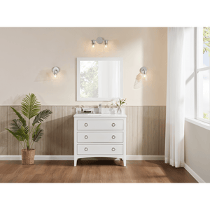 Legion Furniture WS2518-36-W 36" WHITE FINISH SOLID WOOD SINK VANITY WITH 1" ARTIFICIAL STONE TOP