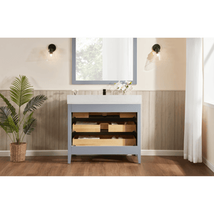 Legion Furniture WS2518-42-CD 42" CADET FINISH SOLID WOOD SINK VANITY  WITH 1' ARTIFICIAL STONE TOP