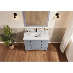 Legion Furniture WS2518-42-CD 42" CADET FINISH SOLID WOOD SINK VANITY  WITH 1' ARTIFICIAL STONE TOP