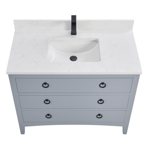 Legion Furniture WS2518-42-CD 42" CADET FINISH SOLID WOOD SINK VANITY  WITH 1' ARTIFICIAL STONE TOP