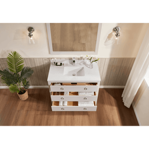 Legion Furniture WS2518-42-DW 42" DREAMY WHITE FINISH SOLID WOOD SINK VANITY  WITH 1' ARTIFICIAL STONE TOP