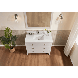 Legion Furniture WS2518-42-DW 42" DREAMY WHITE FINISH SOLID WOOD SINK VANITY  WITH 1' ARTIFICIAL STONE TOP