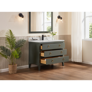 Legion Furniture WS2518-42-PG 42" PEWTER GREEN FINISH SOLID WOOD SINK VANITY  WITH 1' ARTIFICIAL STONE TOP