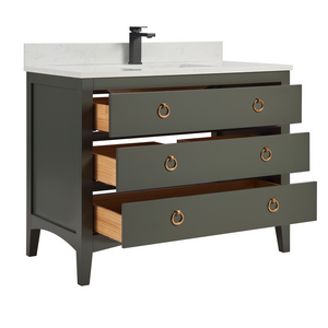 Legion Furniture WS2518-42-PG 42" PEWTER GREEN FINISH SOLID WOOD SINK VANITY  WITH 1' ARTIFICIAL STONE TOP