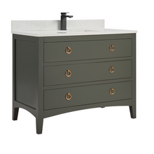 Load image into Gallery viewer, Legion Furniture WS2518-42-PG 42&quot; PEWTER GREEN FINISH SOLID WOOD SINK VANITY  WITH 1&#39; ARTIFICIAL STONE TOP