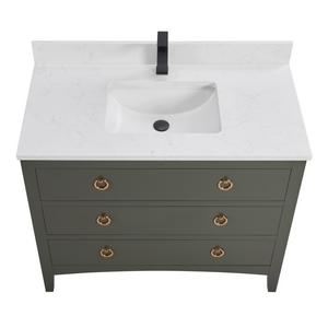 Legion Furniture WS2518-42-PG 42" PEWTER GREEN FINISH SOLID WOOD SINK VANITY  WITH 1' ARTIFICIAL STONE TOP