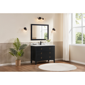 Legion Furniture WS2518-42-TB 42" TRICORN BLACK FINISH SOLID WOOD SINK VANITY  WITH 1' ARTIFICIAL STONE TOP