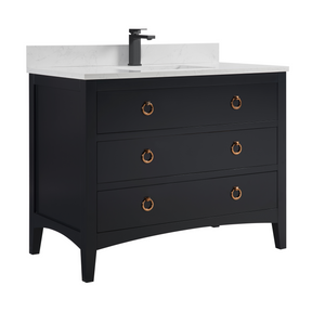 Legion Furniture WS2518-42-TB 42" TRICORN BLACK FINISH SOLID WOOD SINK VANITY  WITH 1' ARTIFICIAL STONE TOP