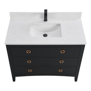 Legion Furniture WS2518-42-TB 42" TRICORN BLACK FINISH SOLID WOOD SINK VANITY  WITH 1' ARTIFICIAL STONE TOP