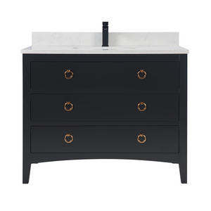 Legion Furniture WS2518-42-TB 42" TRICORN BLACK FINISH SOLID WOOD SINK VANITY  WITH 1' ARTIFICIAL STONE TOP