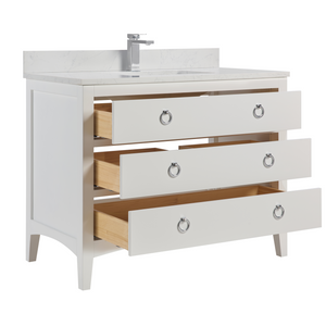 Legion Furniture WS2518-42-W 42" WHITE FINISH SOLID WOOD SINK VANITY WITH 1" ARTIFICIAL STONE TOP