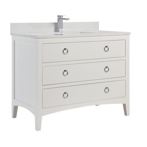 Legion Furniture WS2518-42-W 42" WHITE FINISH SOLID WOOD SINK VANITY WITH 1" ARTIFICIAL STONE TOP