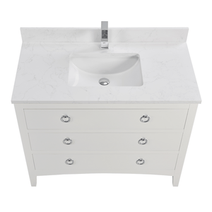 Legion Furniture WS2518-42-W 42" WHITE FINISH SOLID WOOD SINK VANITY WITH 1" ARTIFICIAL STONE TOP