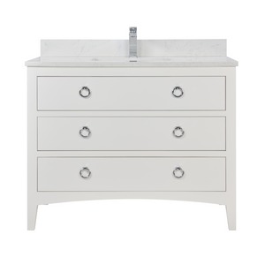 Legion Furniture WS2518-42-W 42" WHITE FINISH SOLID WOOD SINK VANITY WITH 1" ARTIFICIAL STONE TOP