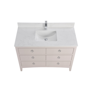 Legion Furniture WS2518-48-DW 48" DREAMY WHITE FINISH SOLID WOOD SINK VANITY  WITH 1' ARTIFICIAL STONE TOP