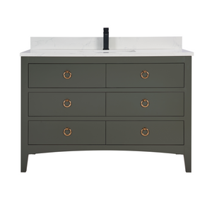 Legion Furniture WS2518-48-PG 48" PEWTER GREEN FINISH SOLID WOOD SINK VANITY  WITH 1' ARTIFICIAL STONE TOP