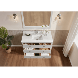 Legion Furniture WS2518-48-SS 48" SILVER STRAND FINISH SOLID WOOD SINK VANITY WITH 1" ARTIFICIAL STONE TOP