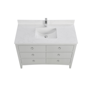 Legion Furniture WS2518-48-SS 48" SILVER STRAND FINISH SOLID WOOD SINK VANITY WITH 1" ARTIFICIAL STONE TOP