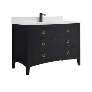 Legion Furniture WS2518-48-TB 48" TRICORN BLACK FINISH SOLID WOOD SINK VANITY  WITH 1' ARTIFICIAL STONE TOP