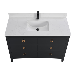 Legion Furniture WS2518-48-TB 48" TRICORN BLACK FINISH SOLID WOOD SINK VANITY  WITH 1' ARTIFICIAL STONE TOP