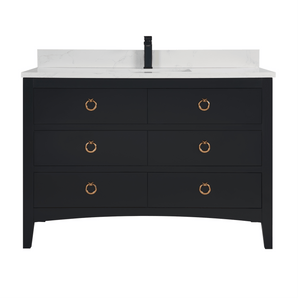 Legion Furniture WS2518-48-TB 48" TRICORN BLACK FINISH SOLID WOOD SINK VANITY  WITH 1' ARTIFICIAL STONE TOP