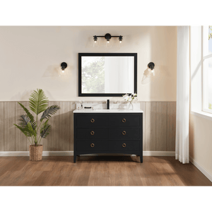 Legion Furniture WS2518-48-TB 48" TRICORN BLACK FINISH SOLID WOOD SINK VANITY  WITH 1' ARTIFICIAL STONE TOP