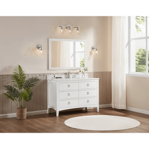 Legion Furniture WS2518-48-W 48" WHITE FINISH SOLID WOOD SINK VANITY WITH 1" ARTIFICIAL STONE TOP