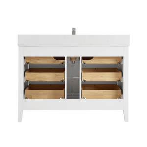 Legion Furniture WS2518-48-W 48" WHITE FINISH SOLID WOOD SINK VANITY WITH 1" ARTIFICIAL STONE TOP