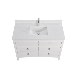 Legion Furniture WS2518-48-W 48" WHITE FINISH SOLID WOOD SINK VANITY WITH 1" ARTIFICIAL STONE TOP